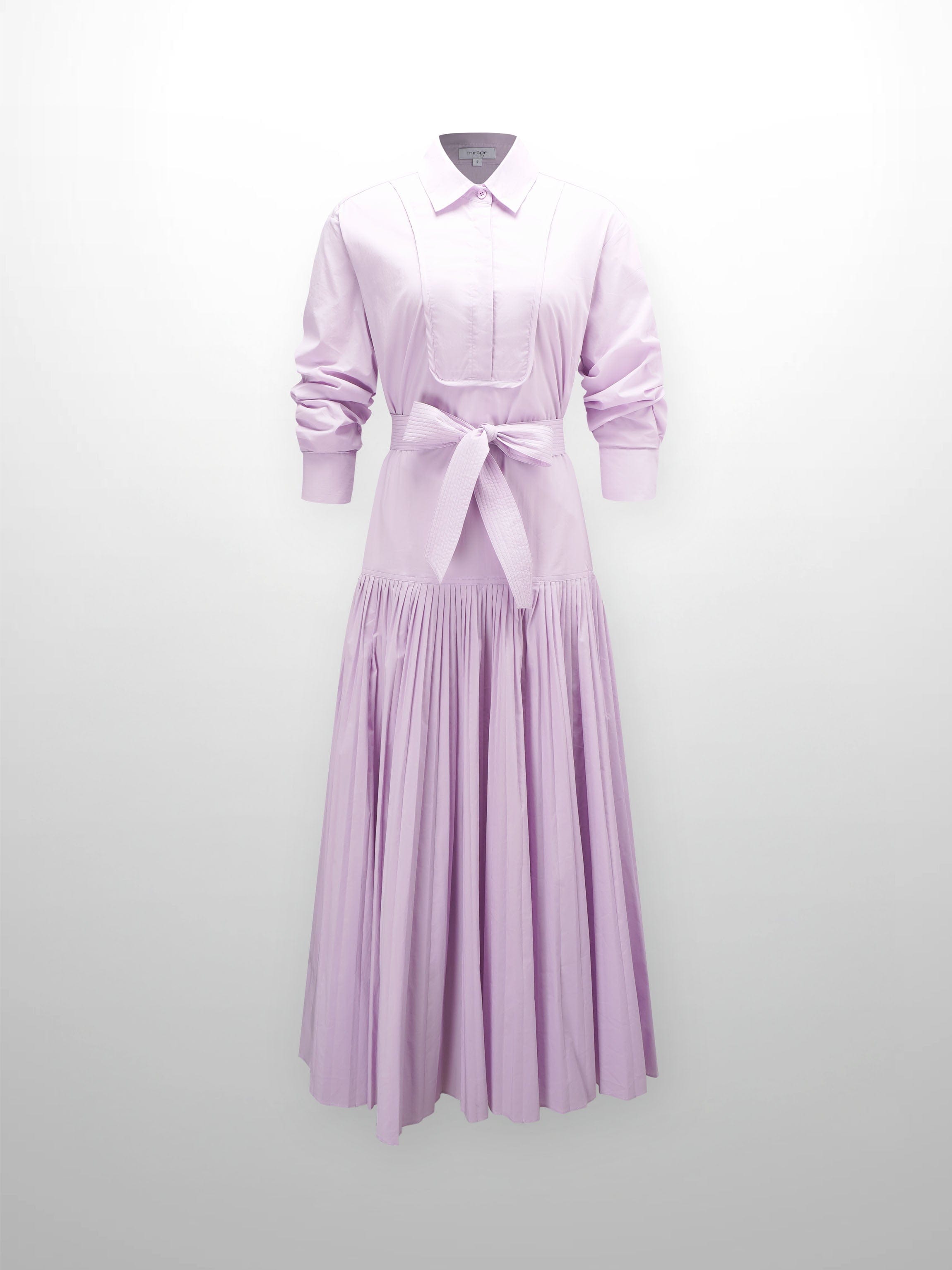 Drop Waist Pintuck Pleat Cotton Dress-Lavender