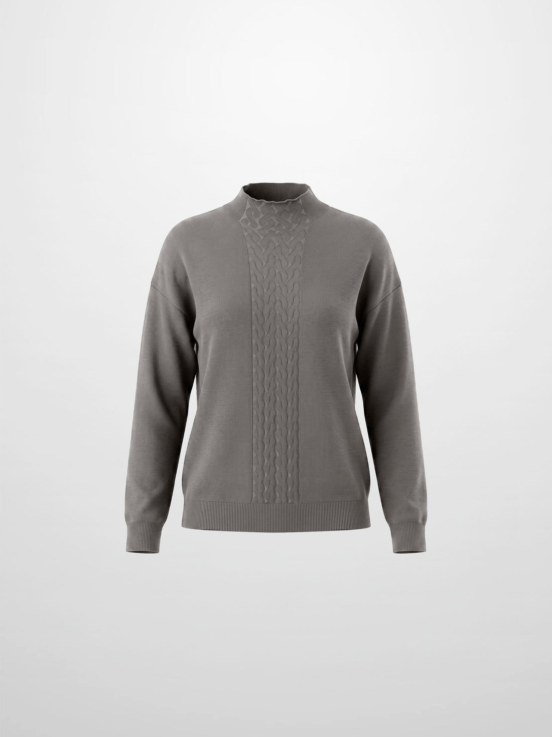 Thin Knit Center Cable Sweater - Warm Taupe
