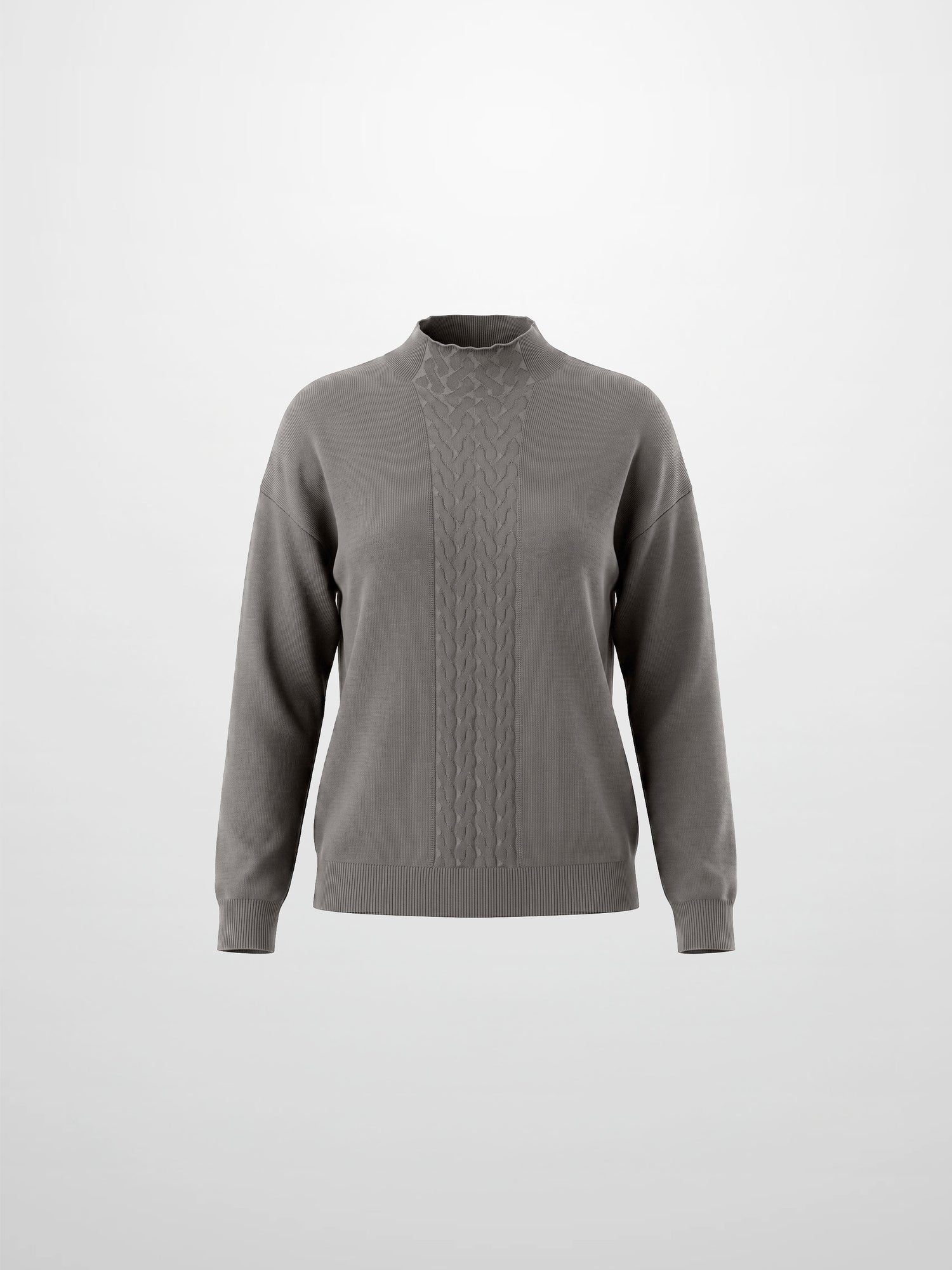Thin Knit Center Cable Sweater - Warm Taupe