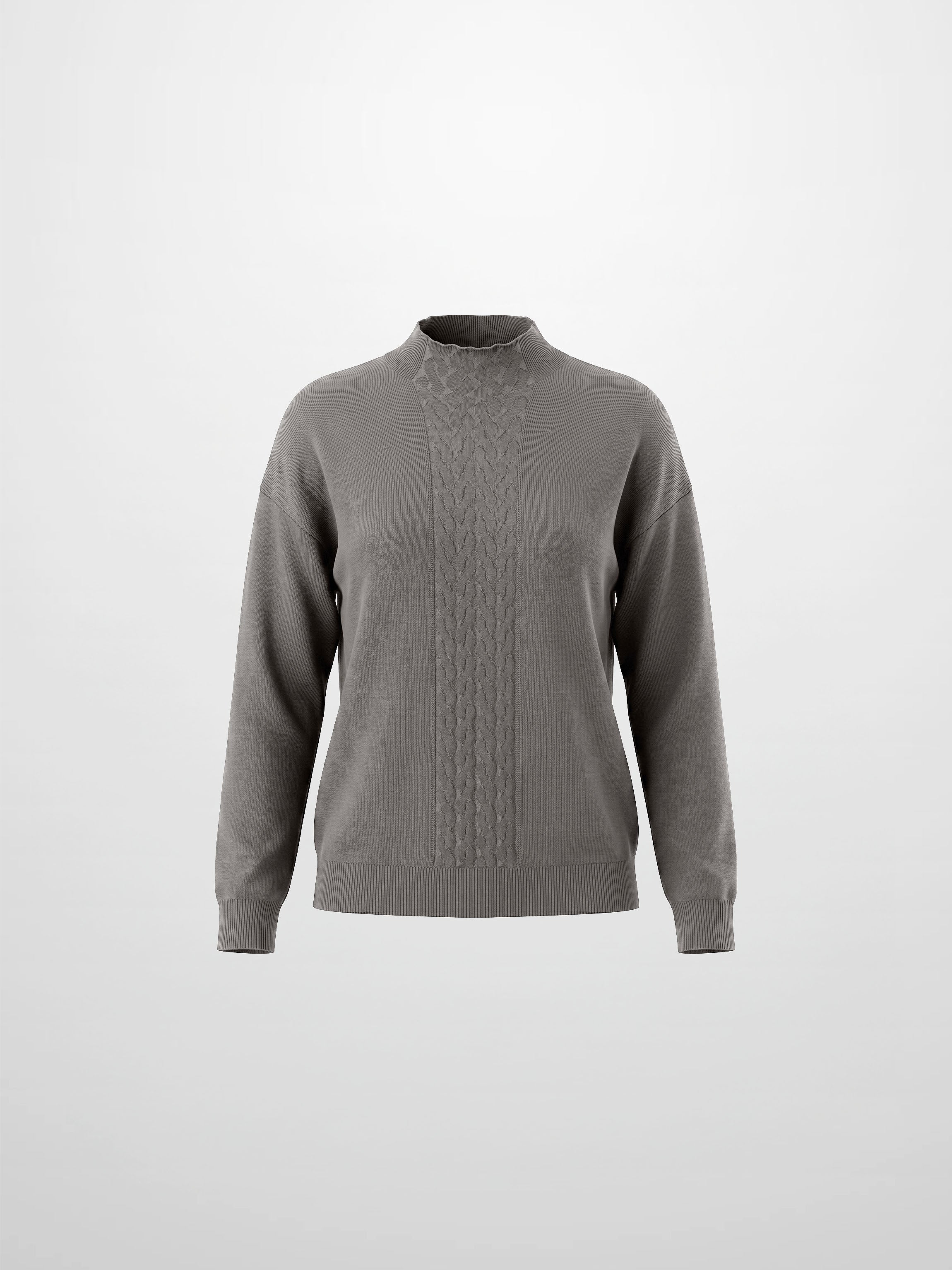 Thin Knit Center Cable Sweater - Warm Taupe