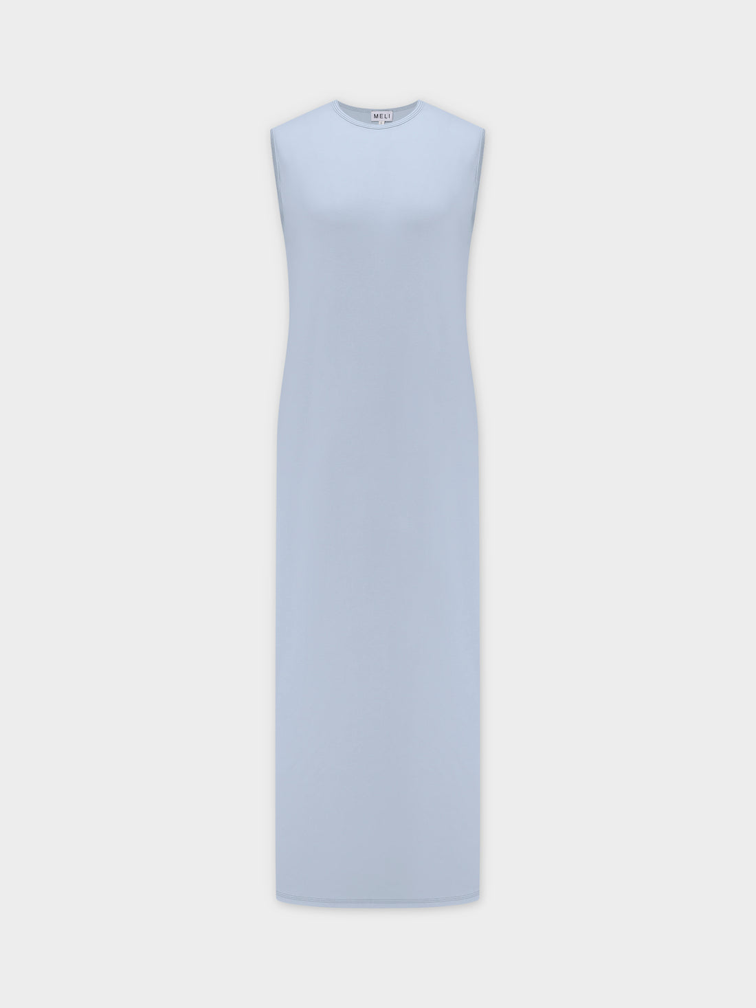 Vestido lencero básico tipo camiseta-Azul claro