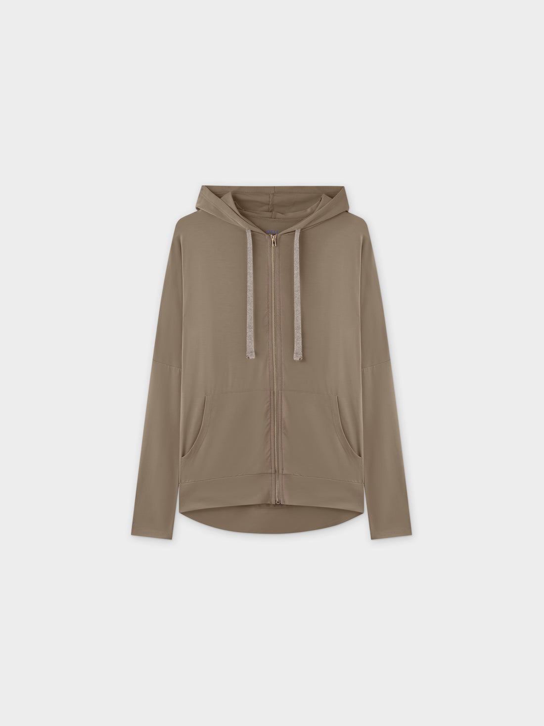 SUDADERA CON CREMALLERA Y CAPUCHA-TAUPE