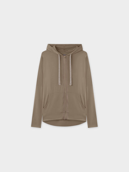 ZIP UP HOODIE-TAUPE