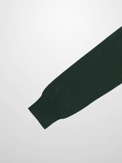Wool Blend Collared Cardigan-Green