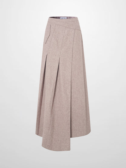 Buckle Pleat Skirt - Warm Taupe