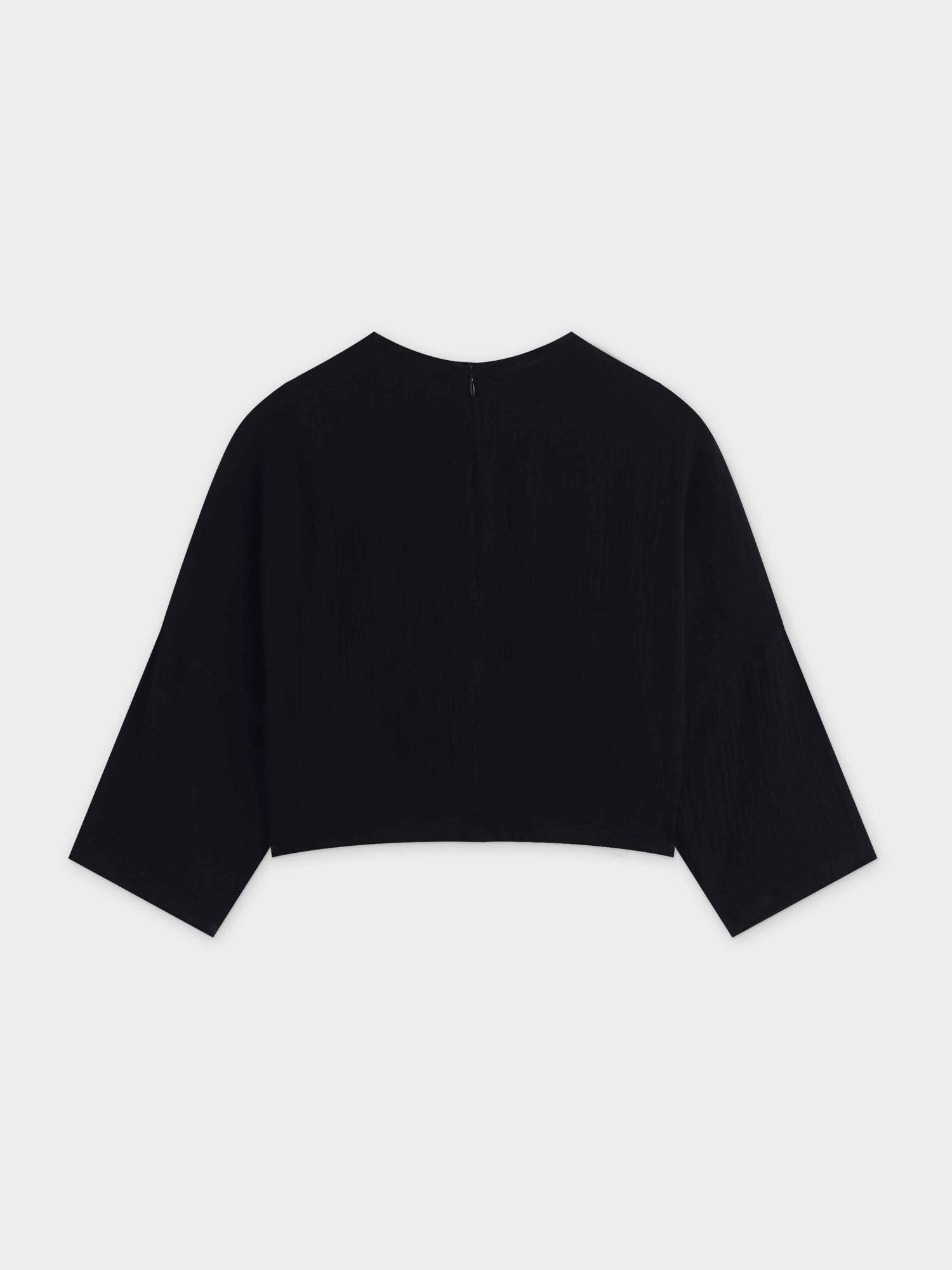 Gauze Crop Top-Black