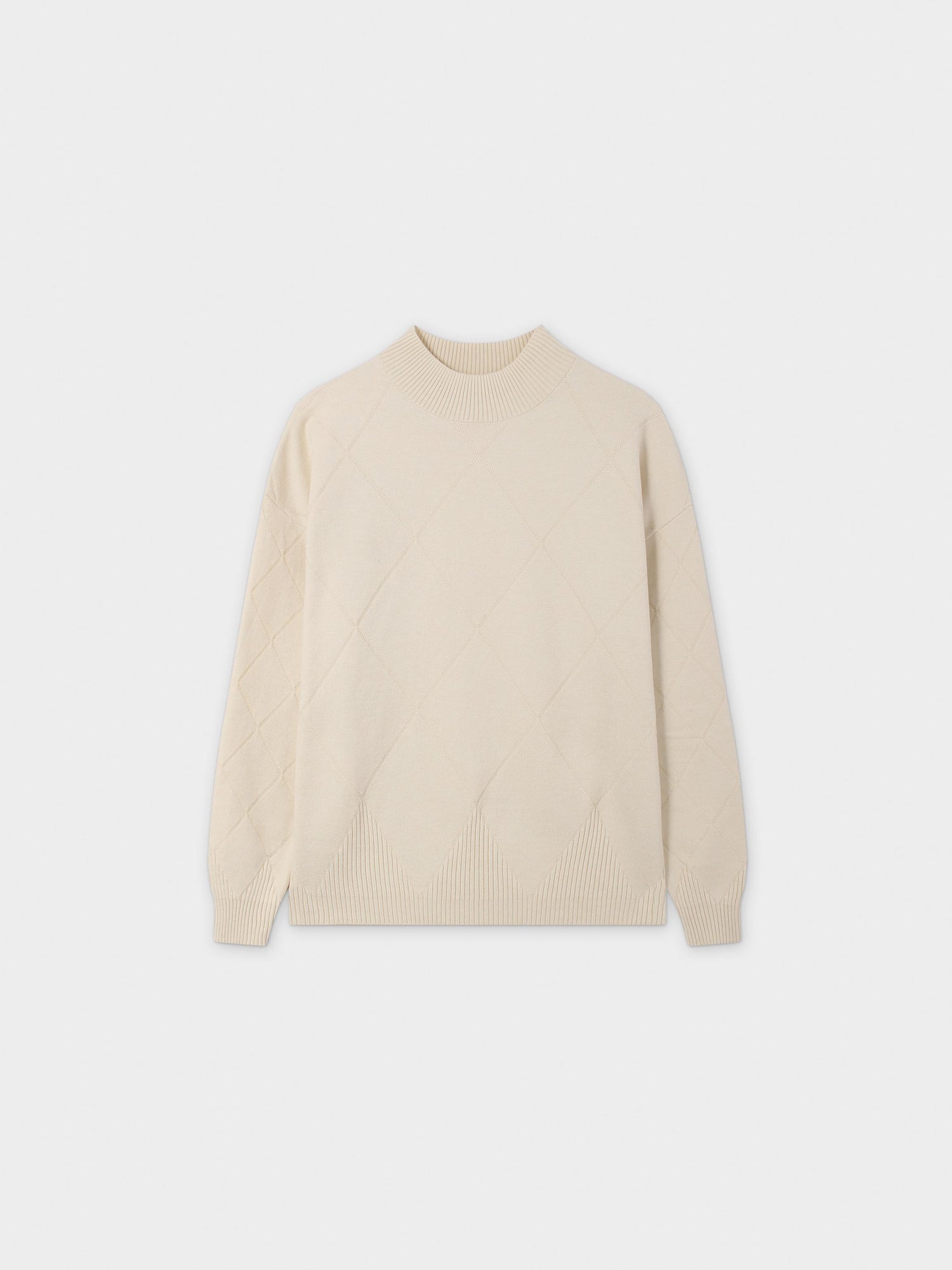 Oversized Diamond Detail Sweater-Ivory