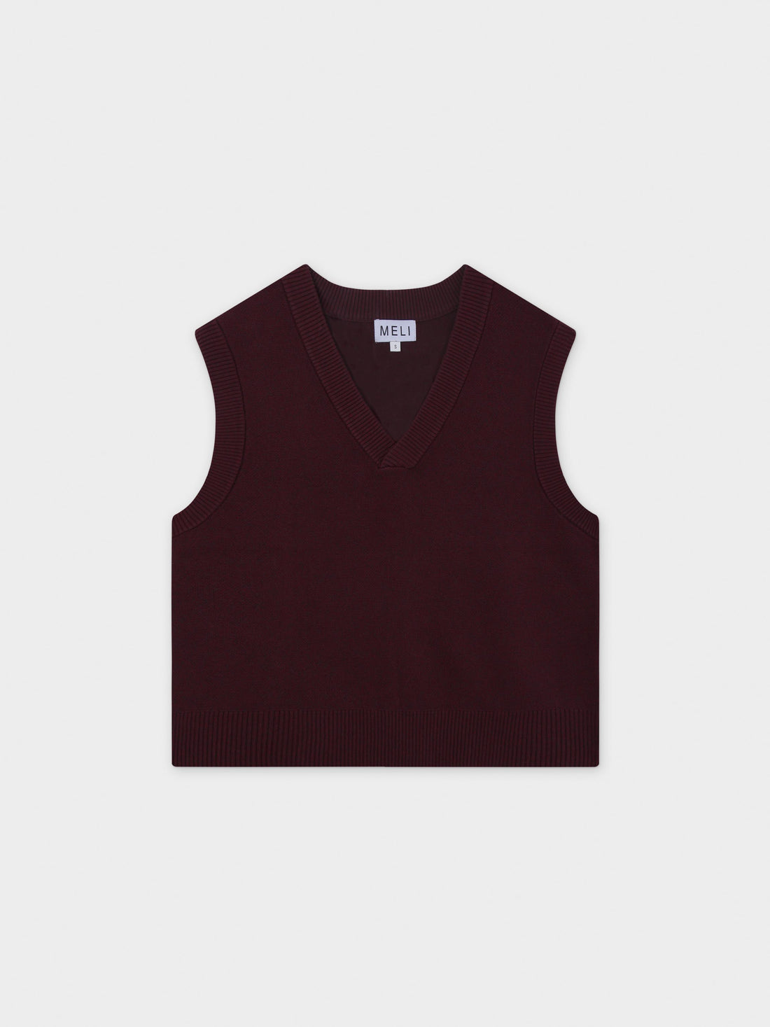 V-Neck Knit Vest-Speckled Burgundy