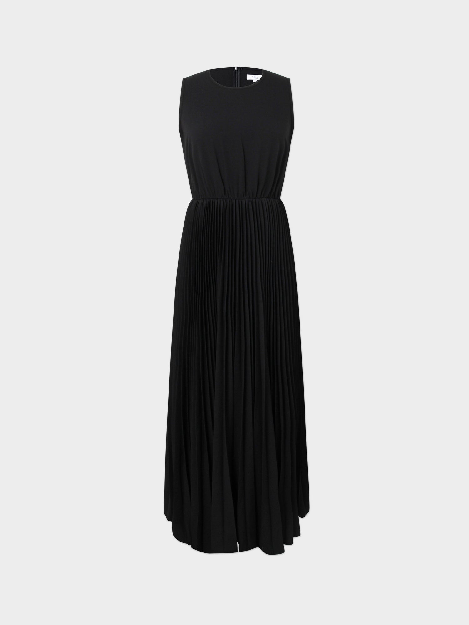 Pleated Slip Dress-Black