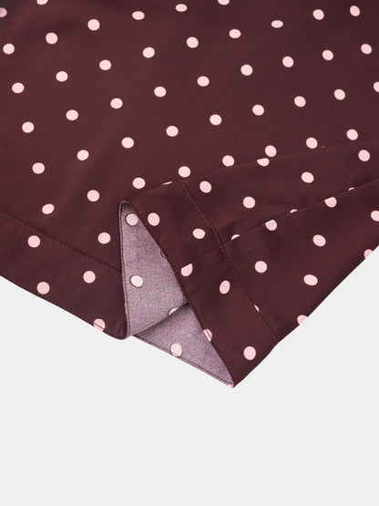 Faux Wrap Polka Dot Skirt - Burgundy/Pink
