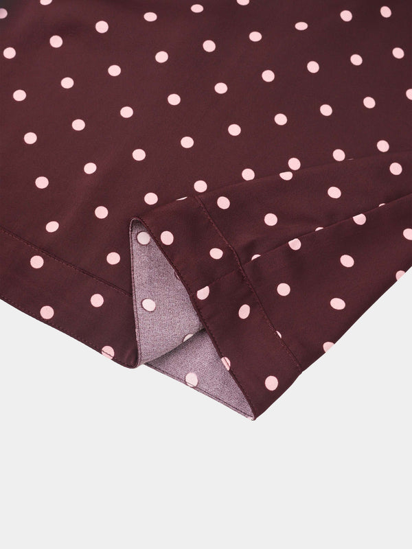 Faux Wrap Polka Dot Skirt - Burgundy/Pink
