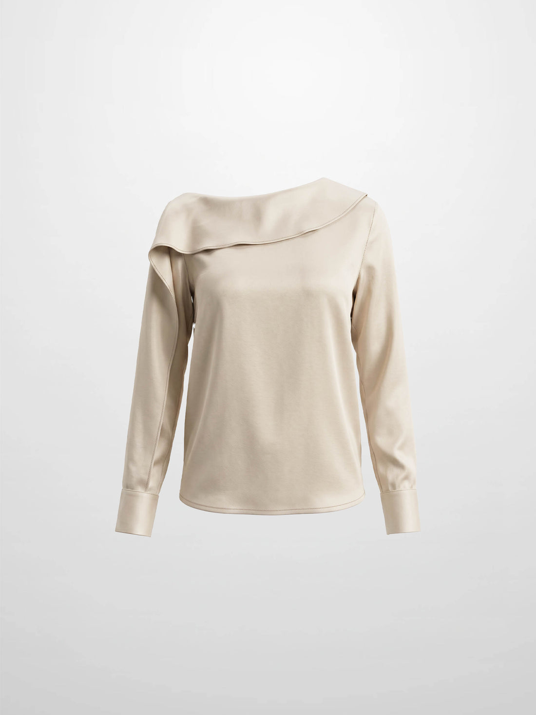 Faux Satin Ruffle Top - Cream