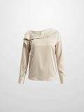 Faux Satin Ruffle Top - Cream
