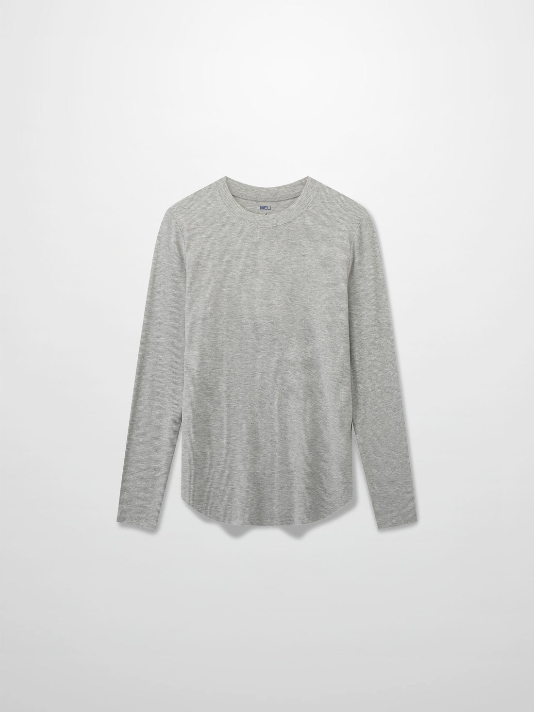 Rounded Hem Ribbed T-Shirt-Heathered Grey