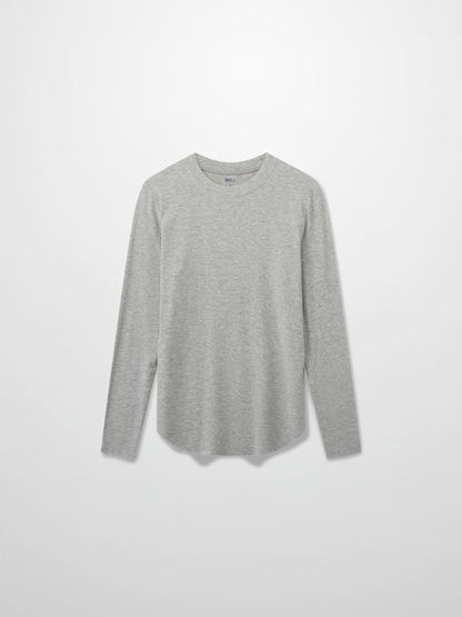 Rounded Hem Ribbed T-Shirt-Grey