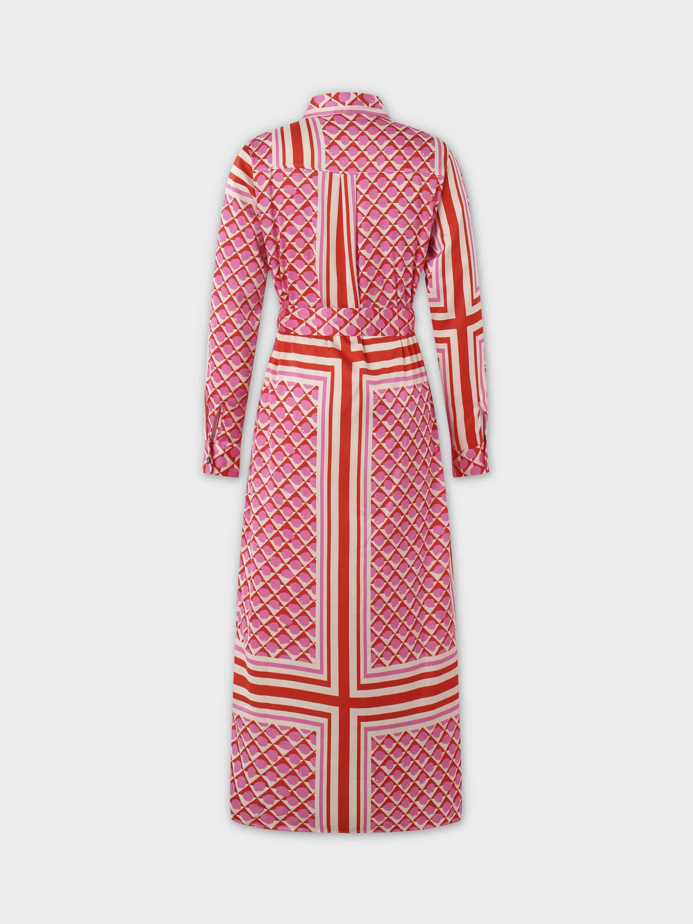 Long Shirtdress-Geo Pink