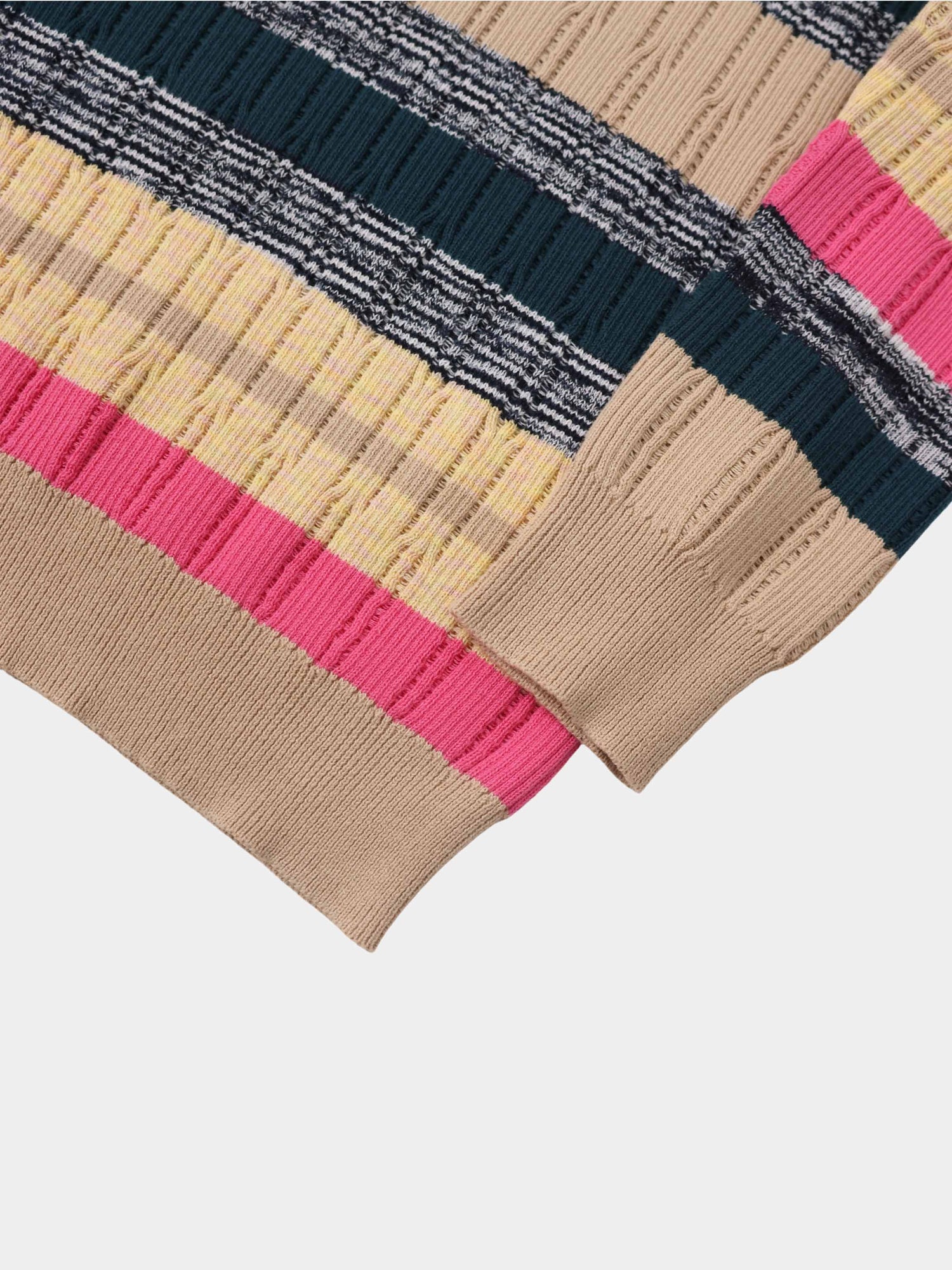Striped Mixed Media Polo-Multi