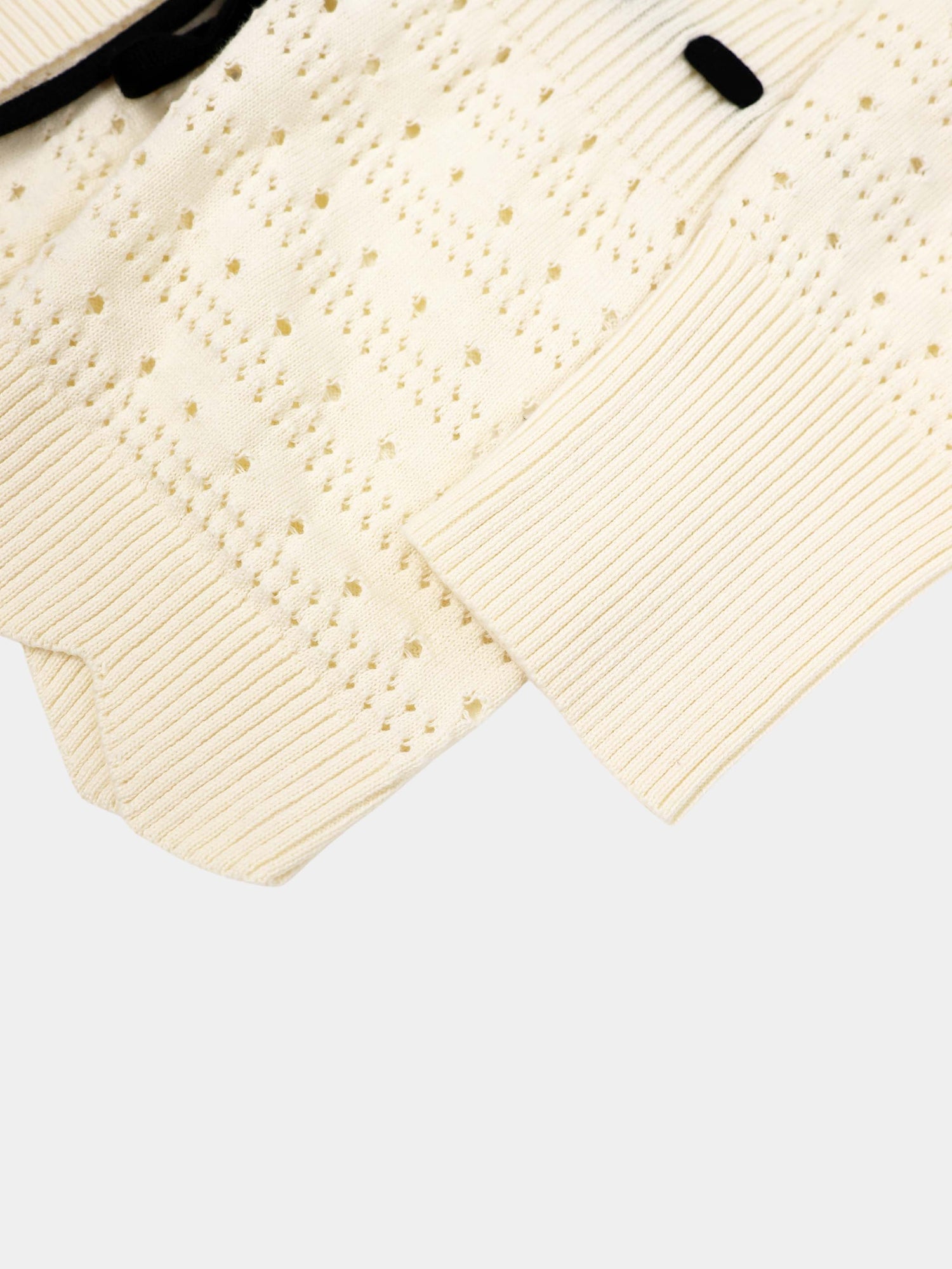 Drawstring Crochet Sweater-Cream