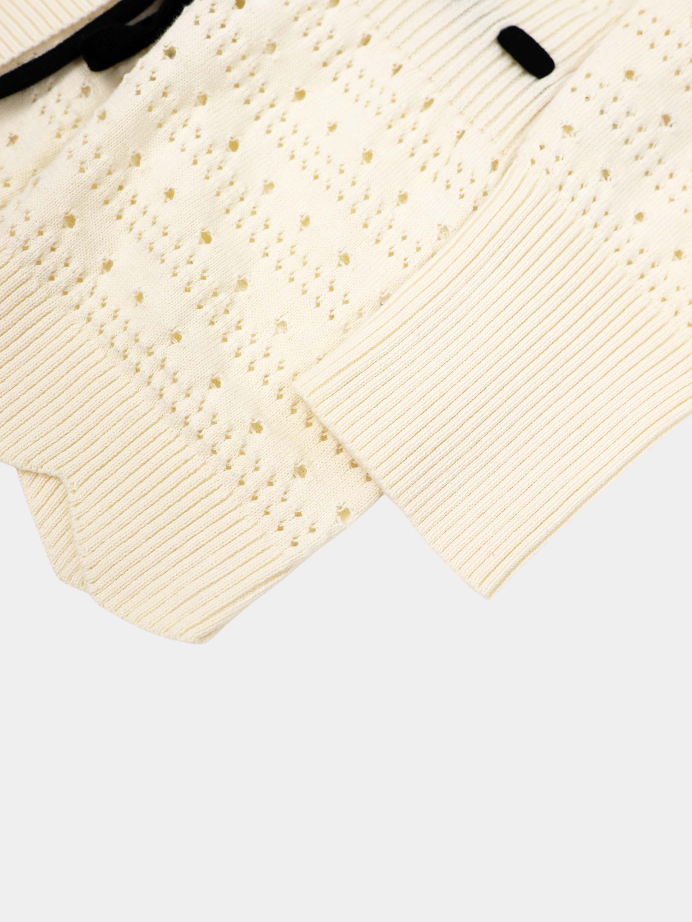 Drawstring Crochet Sweater-Cream