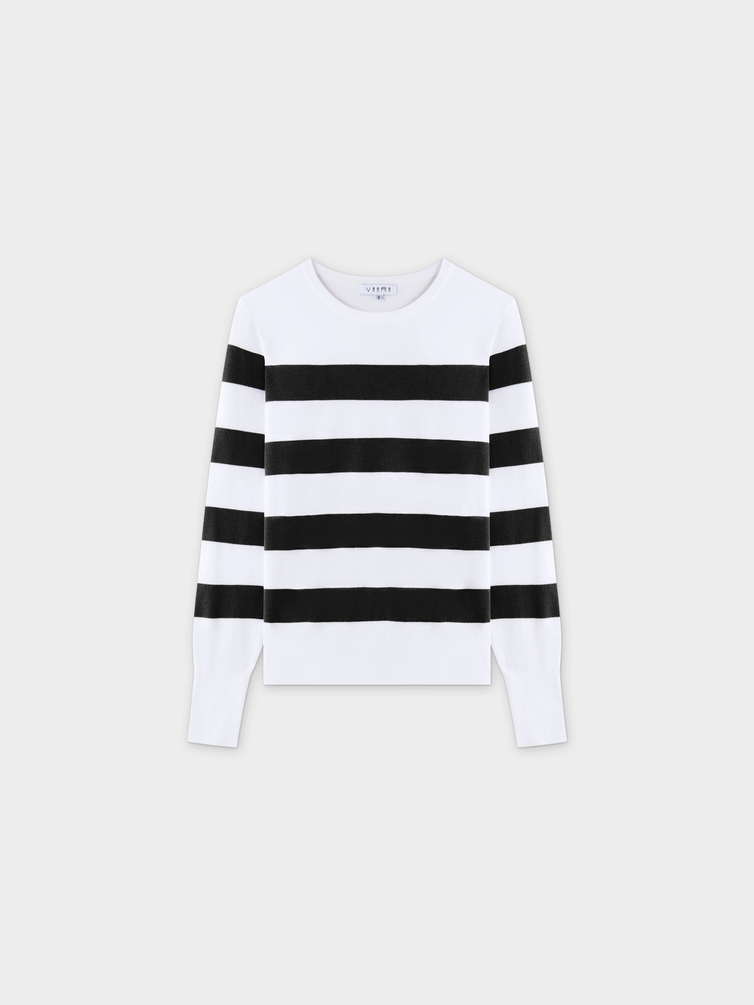 Striped Cotton Sweater-Black