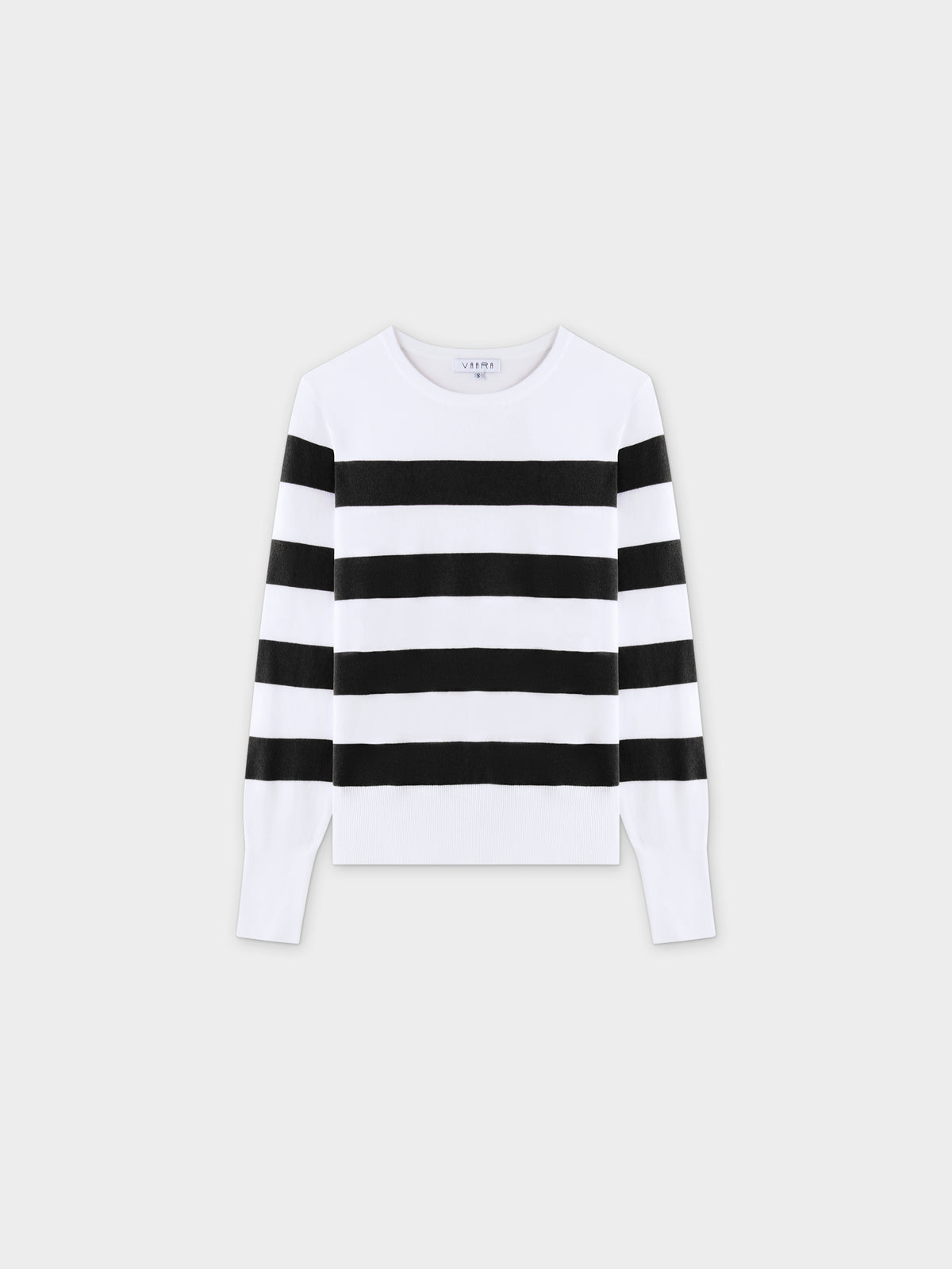 Striped Cotton Sweater-Black
