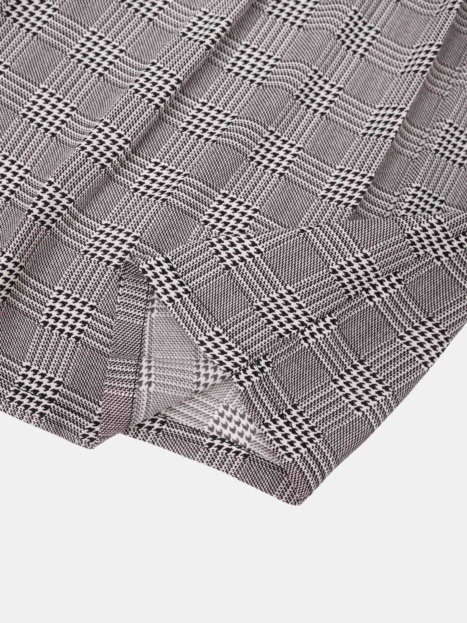 Houndstooth Pleat bottom Skirt-Black/White