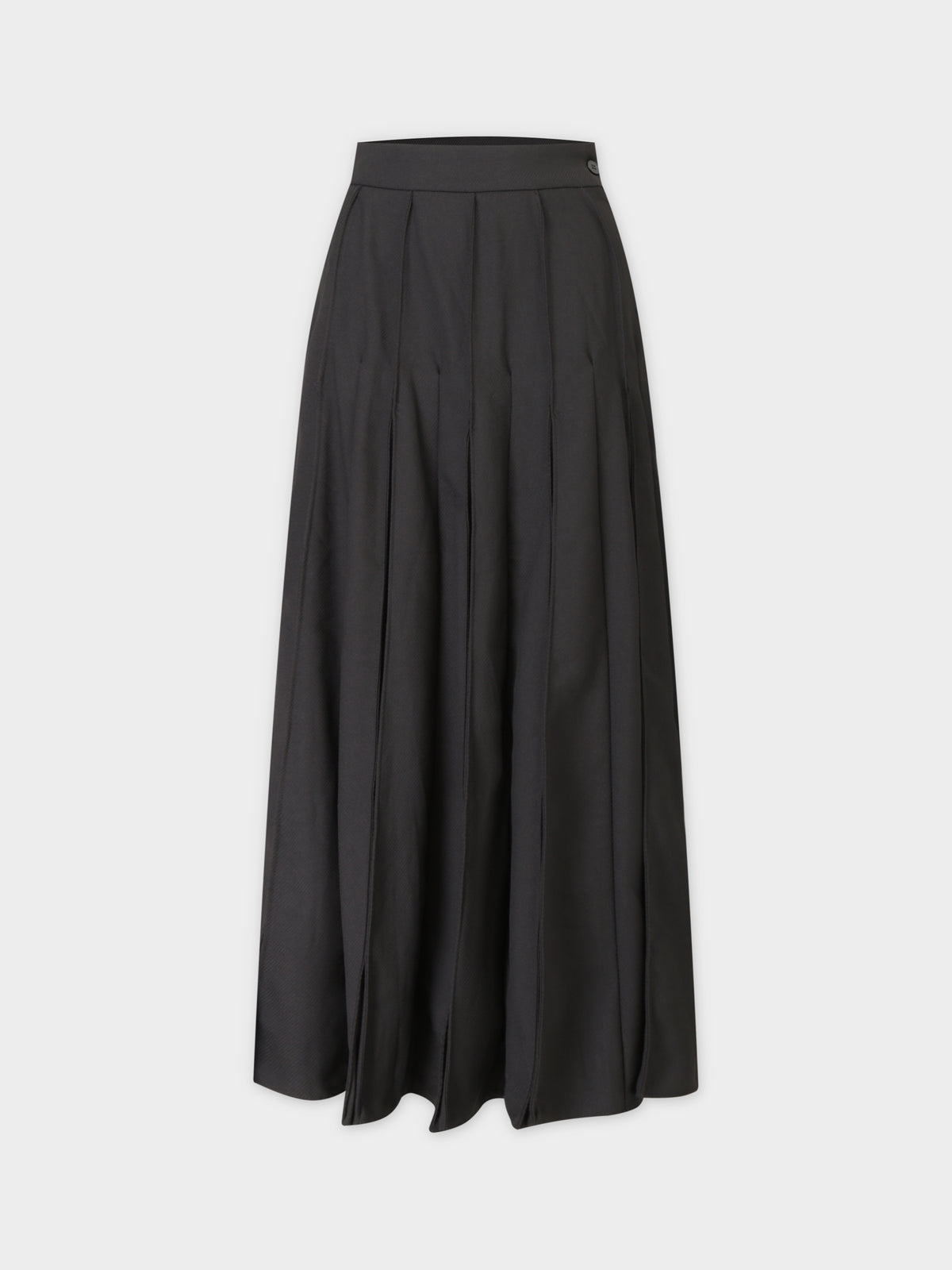 Top Stitched Pleated Skirt-Black