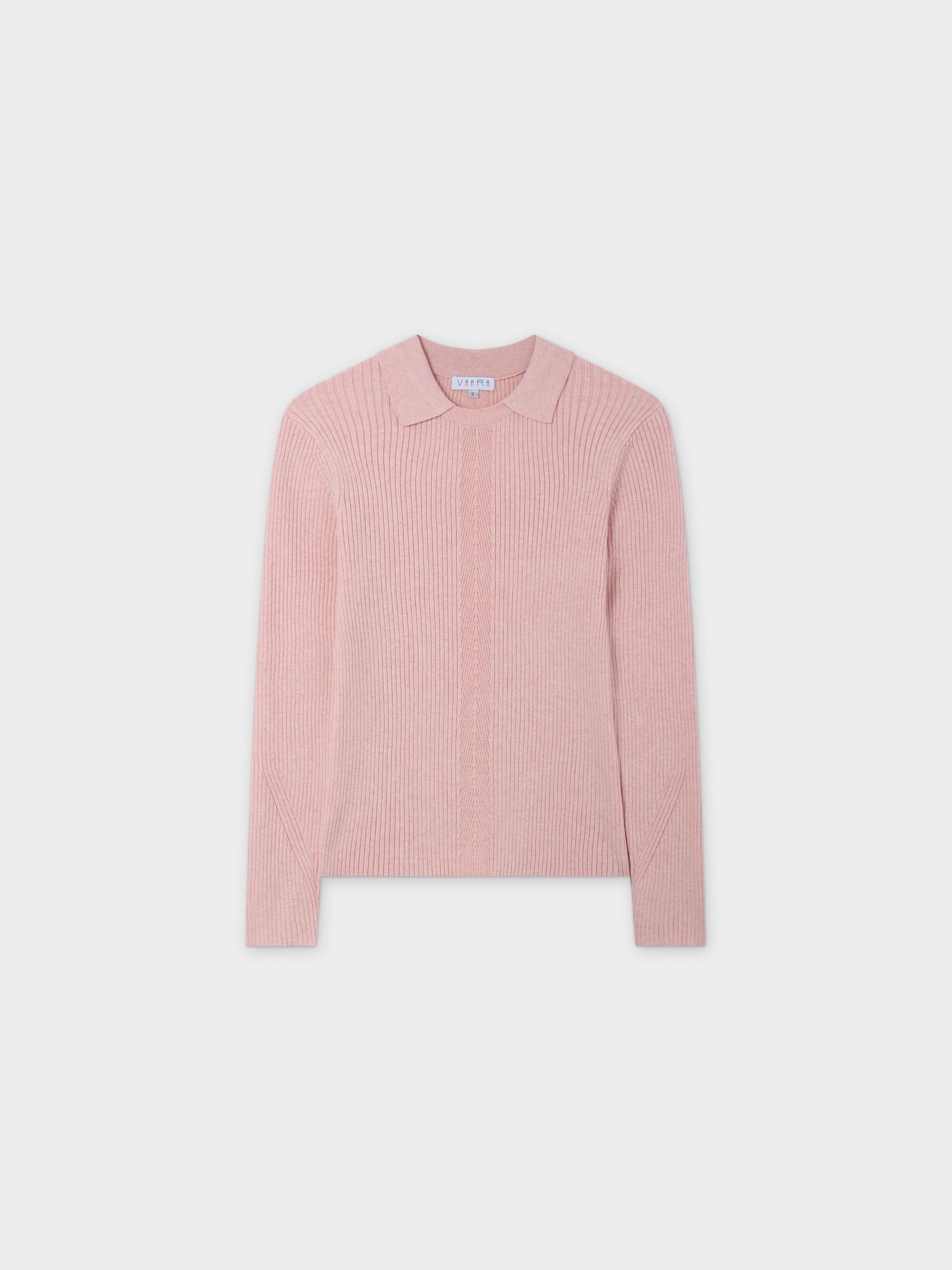 Center Design Sweater-Heathered Pink