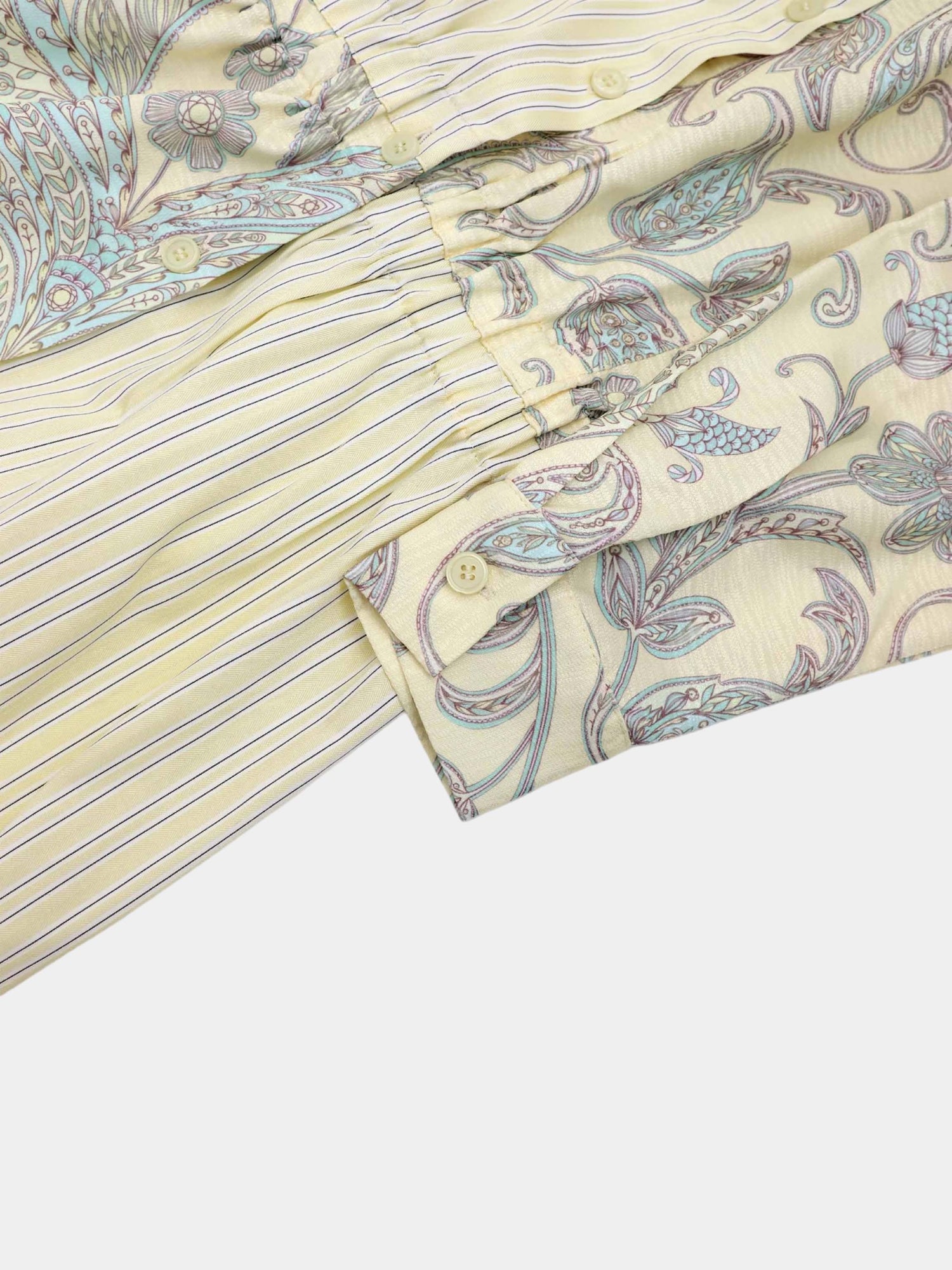 Elastic Waist Shirtdress-Mixed Floral and Stripe