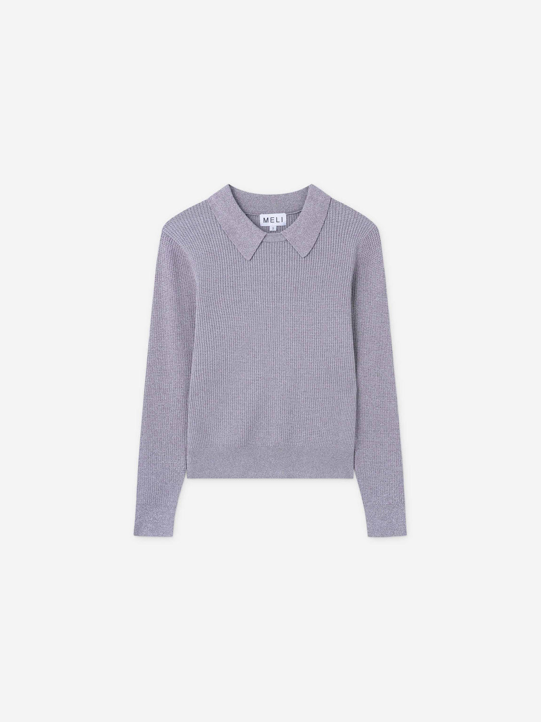 Waffle Collared Sweater-Heathered Grey