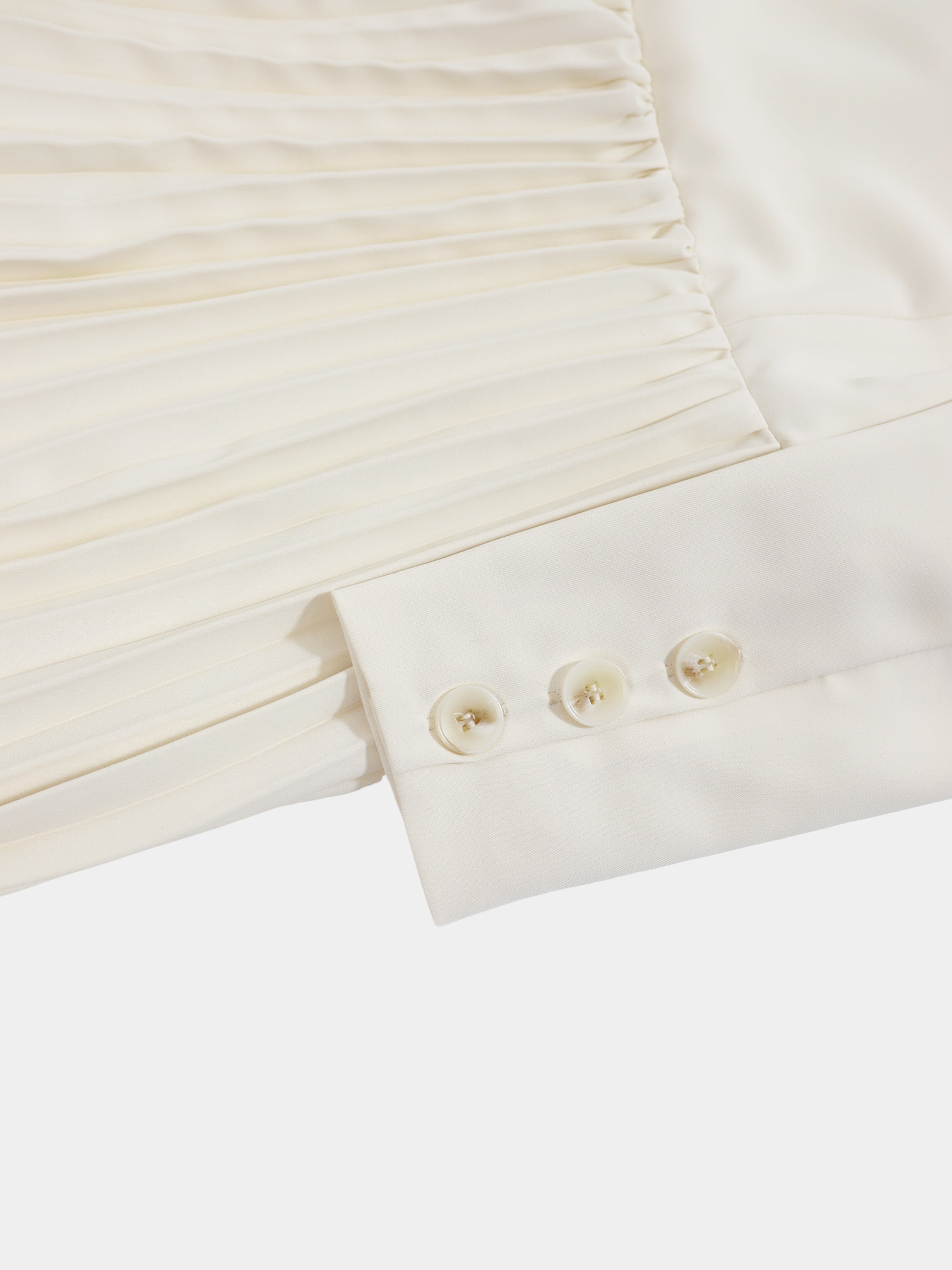 Side Tie Pleat Wrap Dress-Cream