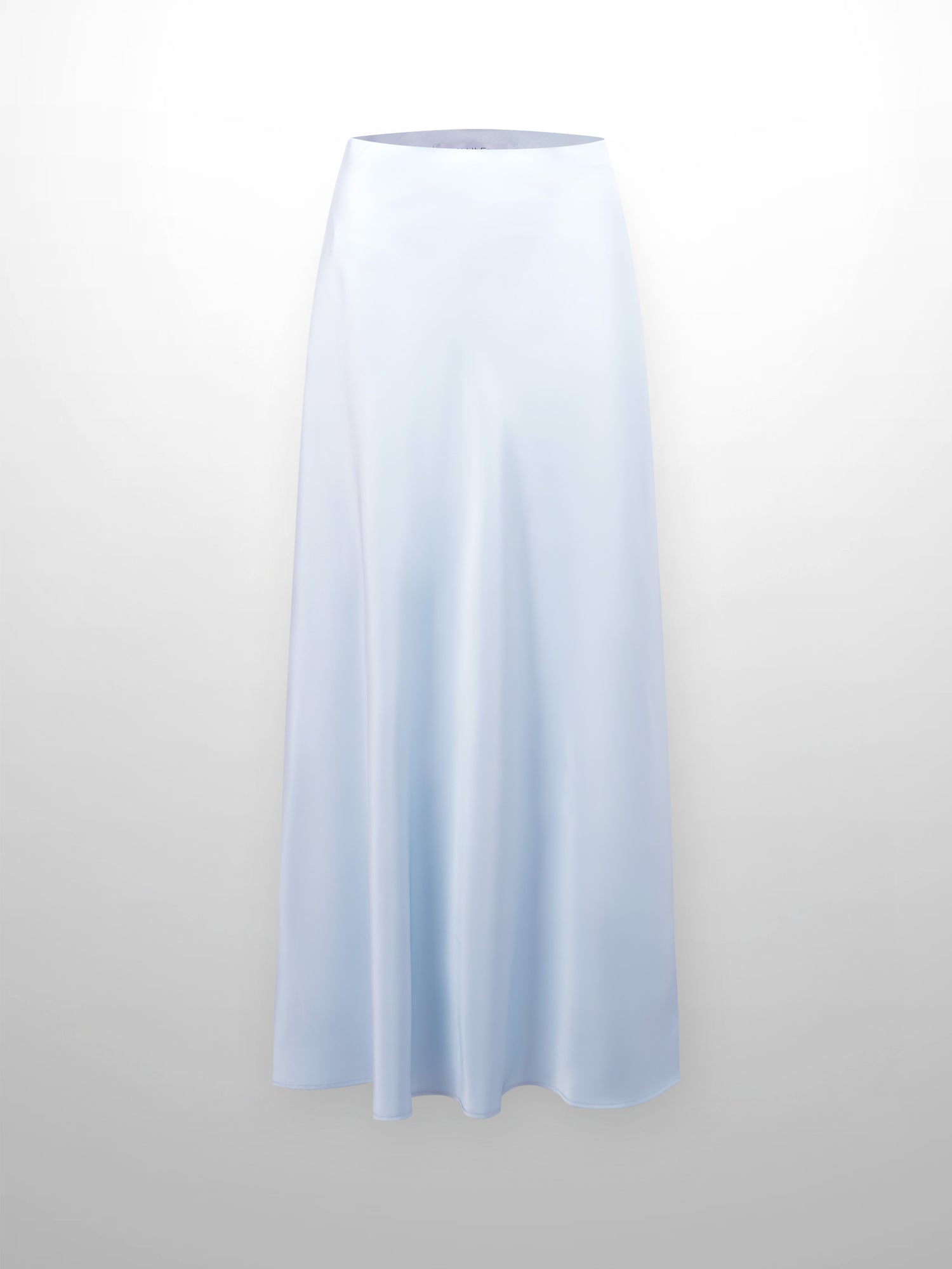 Solid Faux Satin Slip Skirt-Light Blue