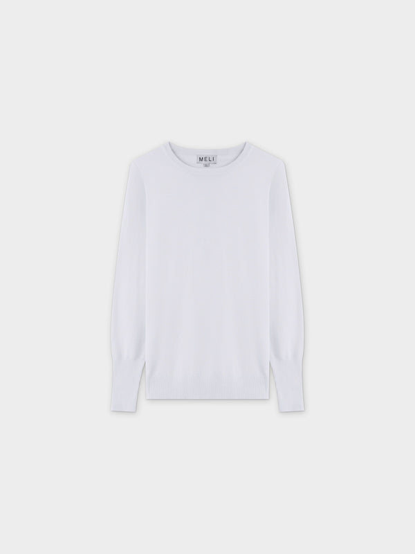 Basic Crew Sweater LS-White