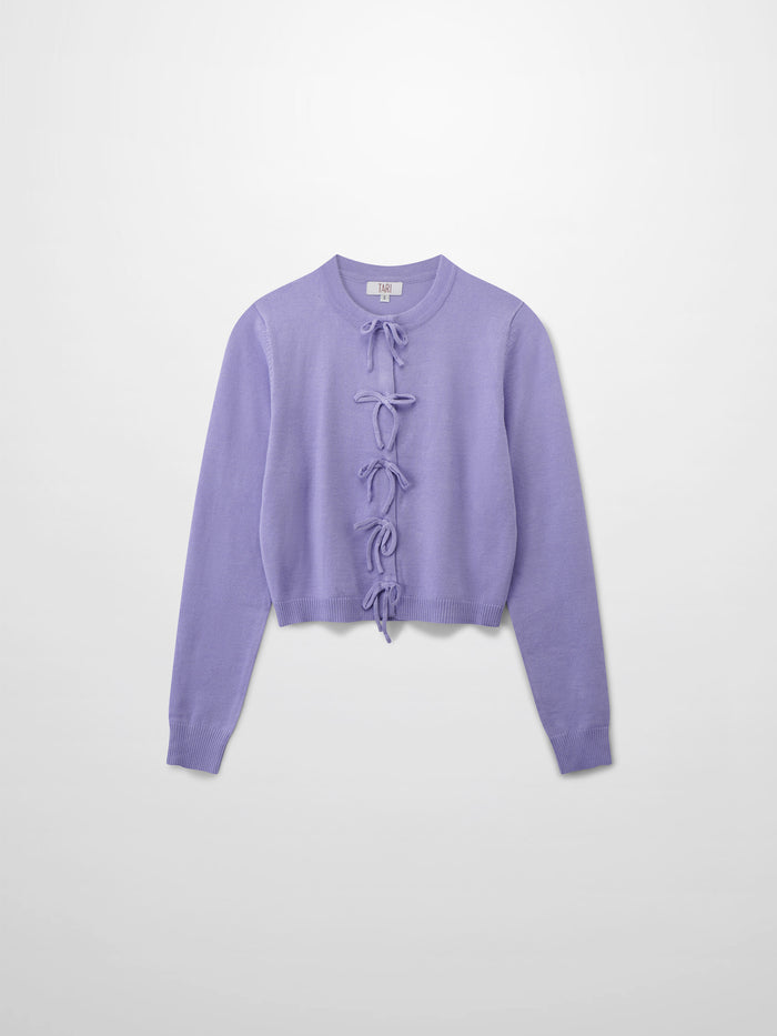 5 Bow Crop Cardigan-Lavender