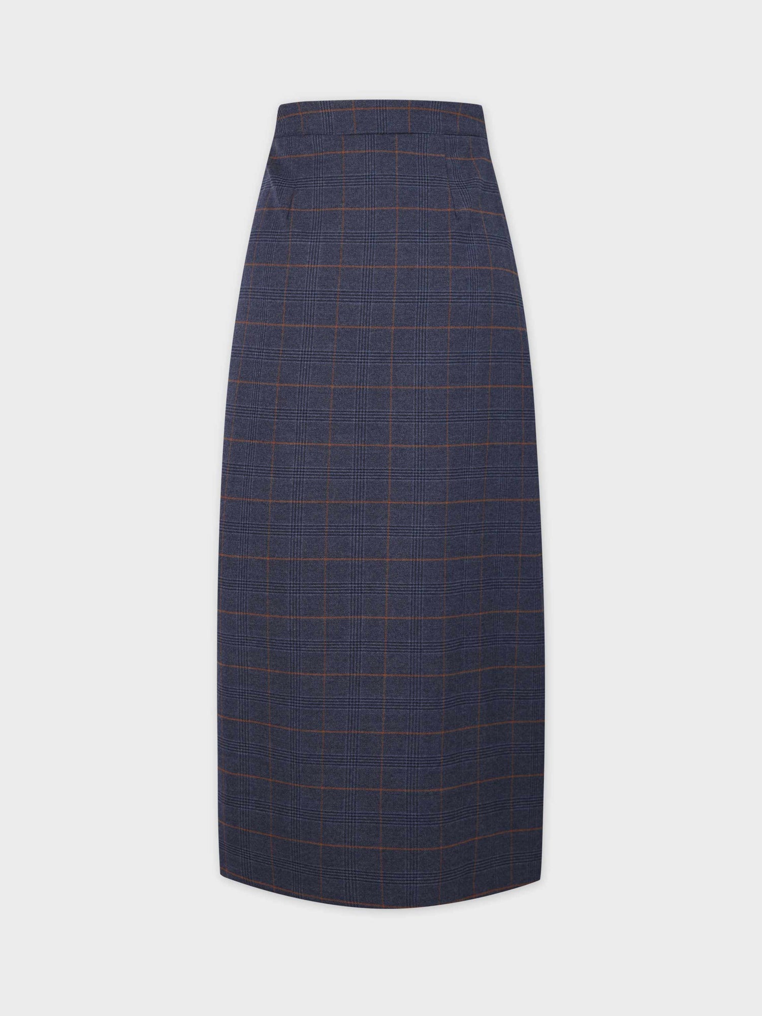 Pin Closure Wrap Skirt-Blue Plaid