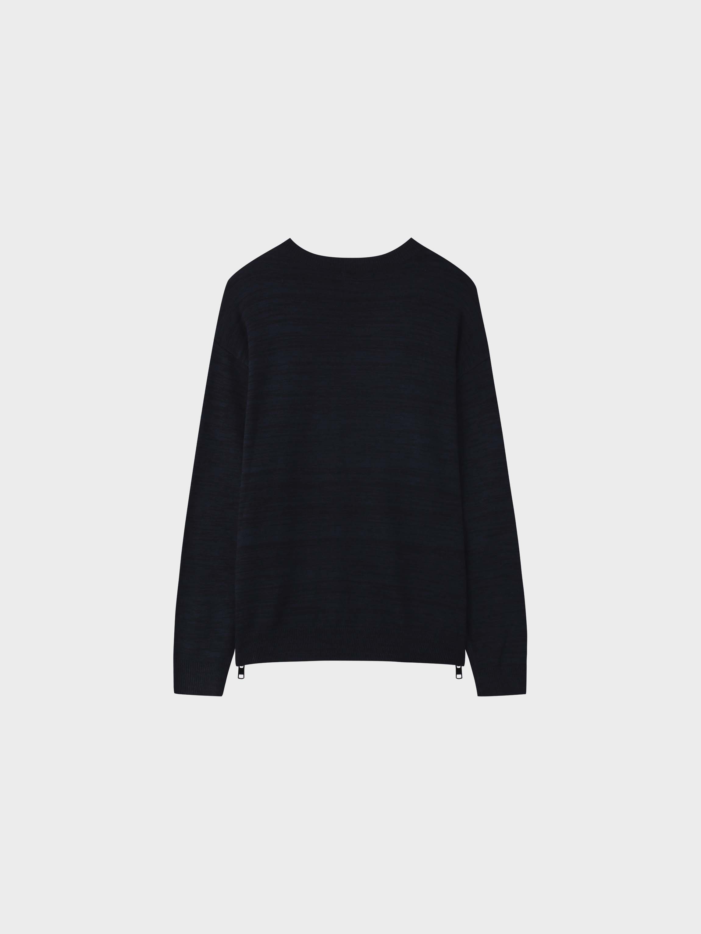 Side Zipper Sweater-Black/Blue