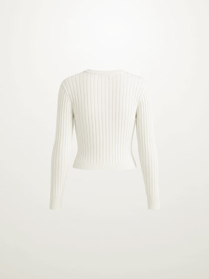 Lightweight Ribbed Cardigan 17" - Cream