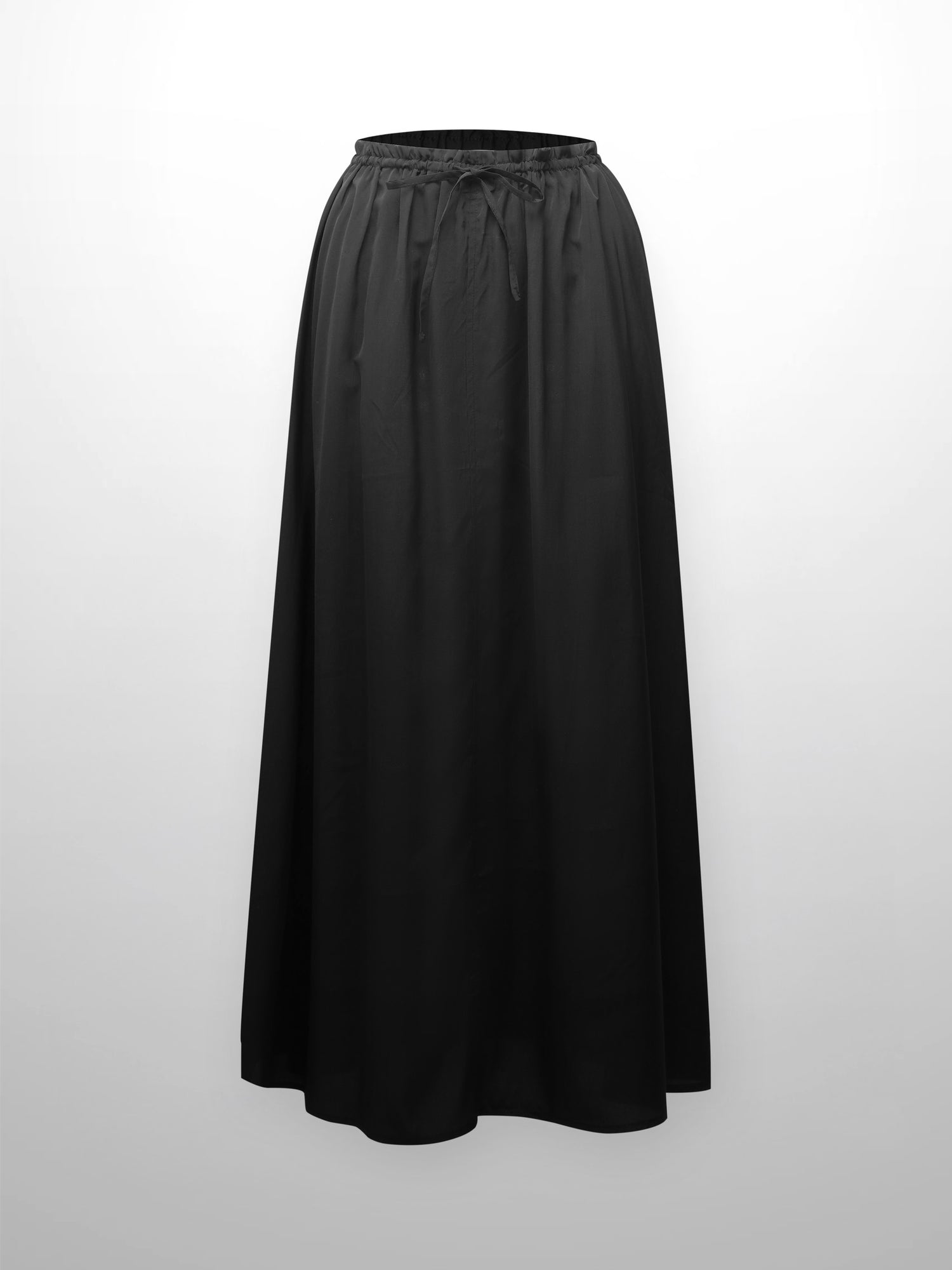 DRAWSTRING RUFFLE SKIRT-BLACK