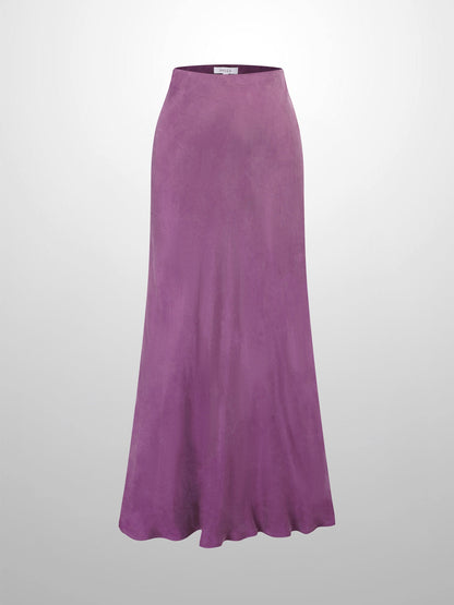 Cupro Slip Skirt-Eggplant