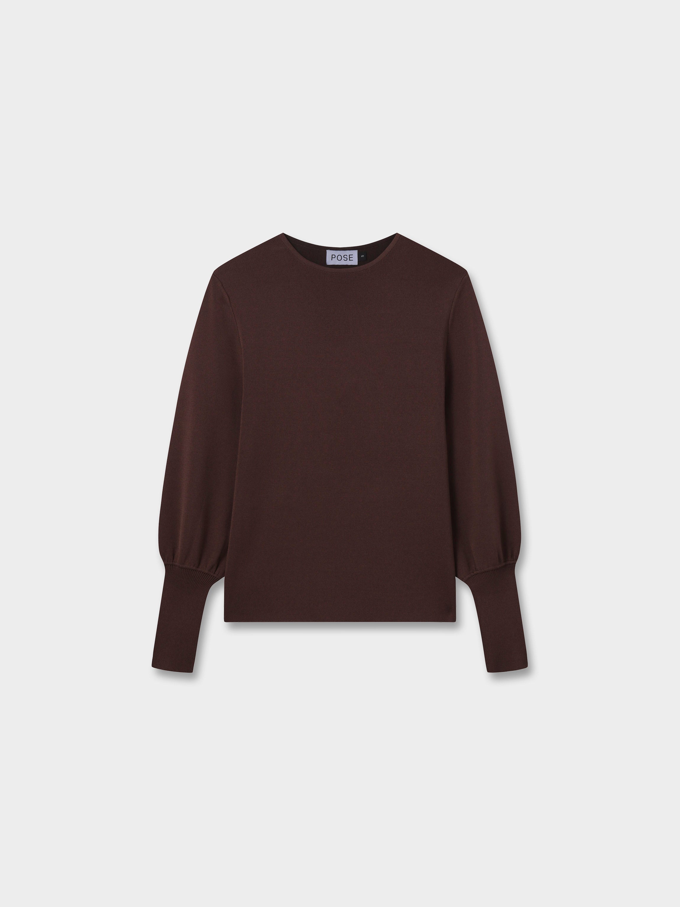 High Cuff Sweater-Brown