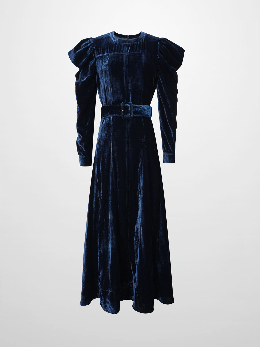 Velvet Flare Dress-Navy