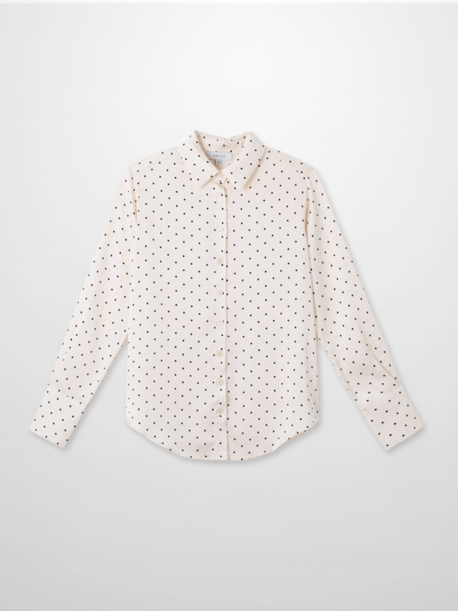 Oversized Satin Blouse-Cream Small Polka Dot