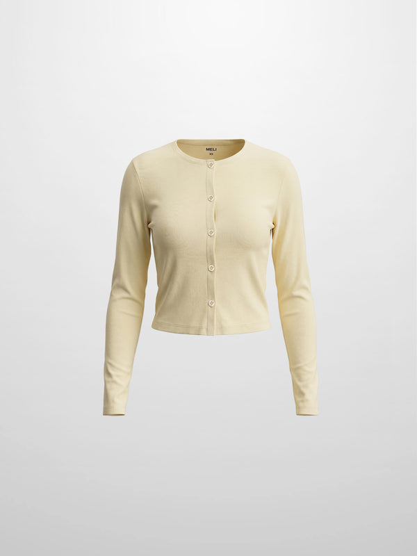 Crop T-Shirt Cardigan-Yellow