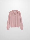 Wool Blend Collared Cardigan-Pink