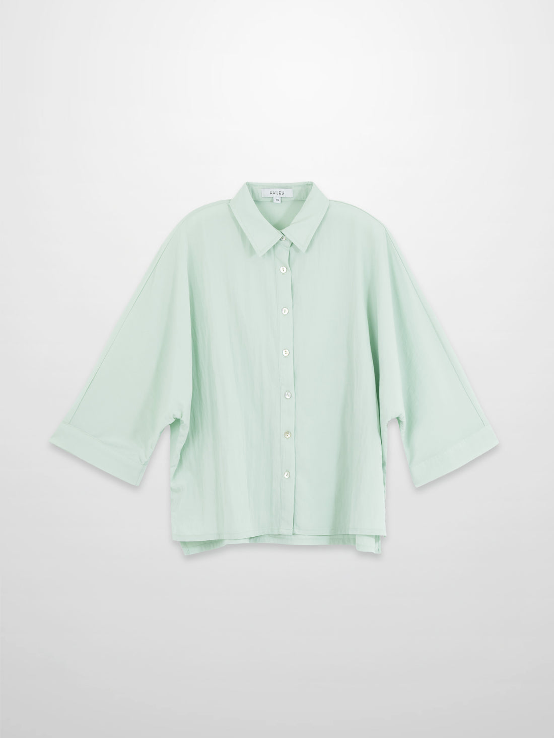 Boxy Dolman Sleeve Crinkle Blouse-Mint Green