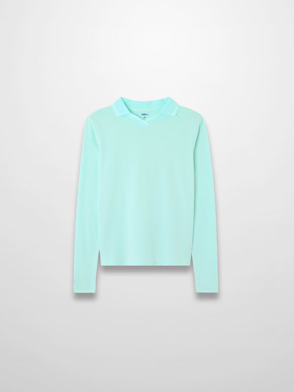 Collared High V T-Shirt-Mint