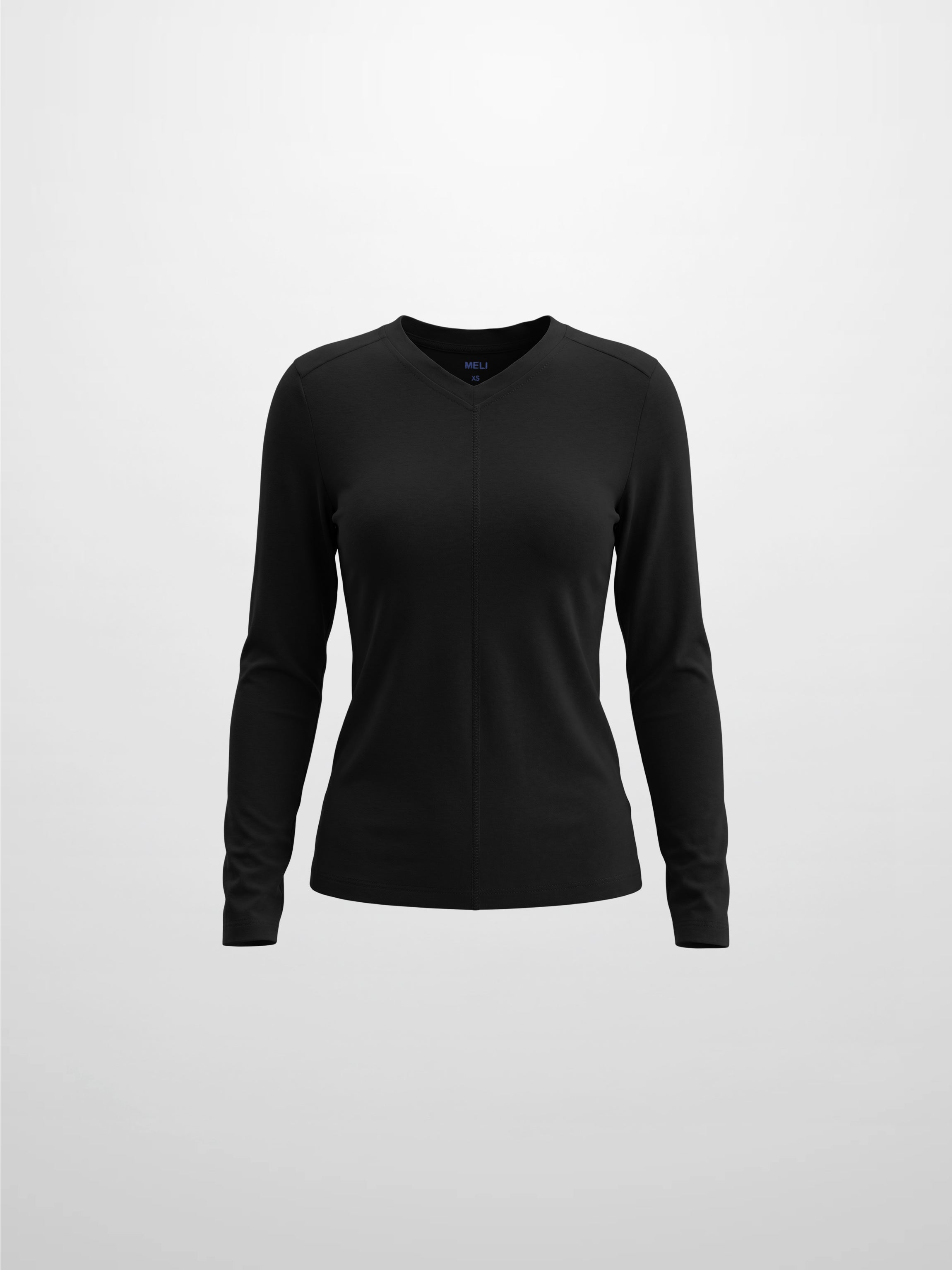 Center Seam High V Tee-Black