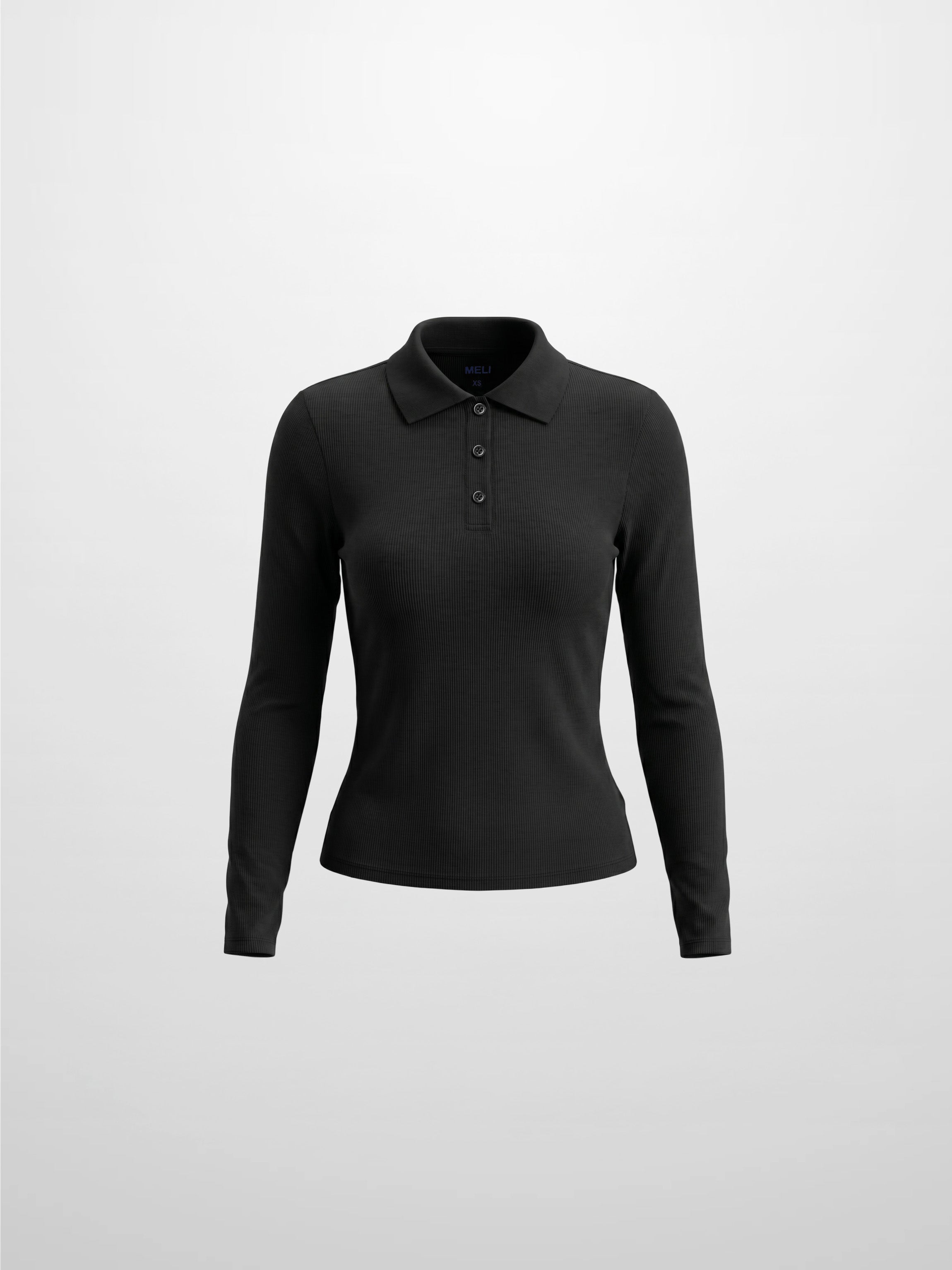 Heathered Collared Tee-Black