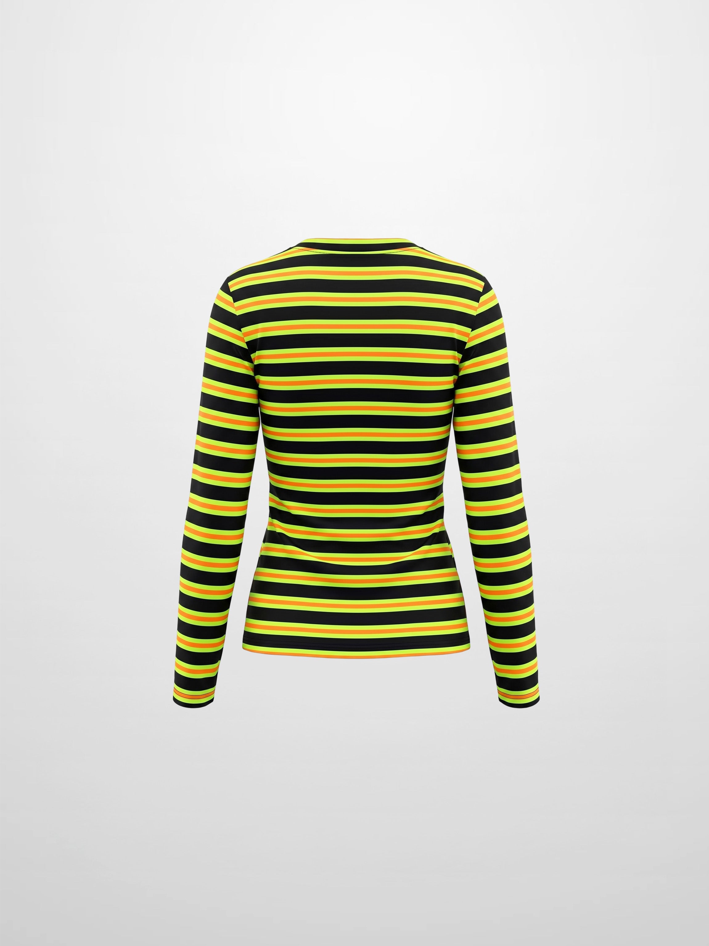 Embroidered Crown Striped Tee-Black/Yellow/Orange