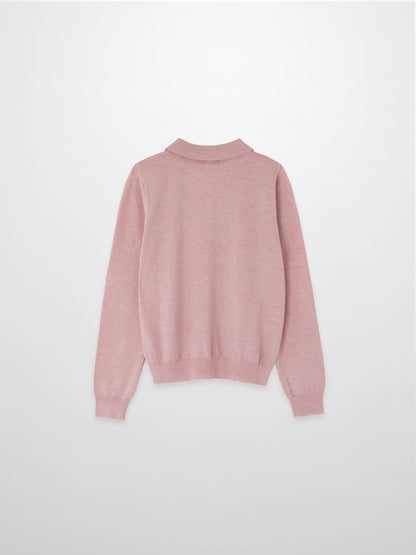 Wool Blend Collared Cardigan-Pink